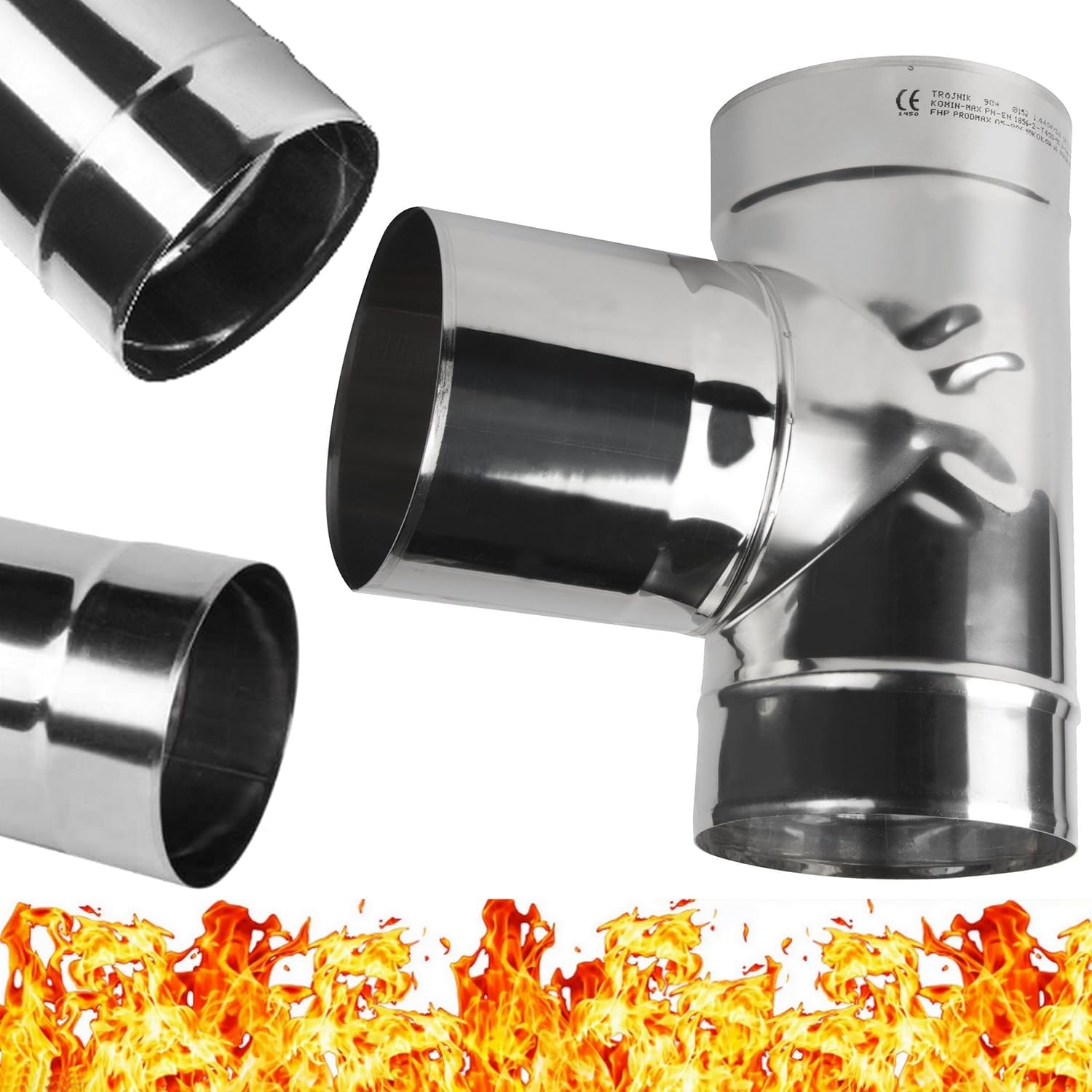 Té d’échappement 90° inox 180mm anti-corrosion pour une évacuation sécurisée des fumées