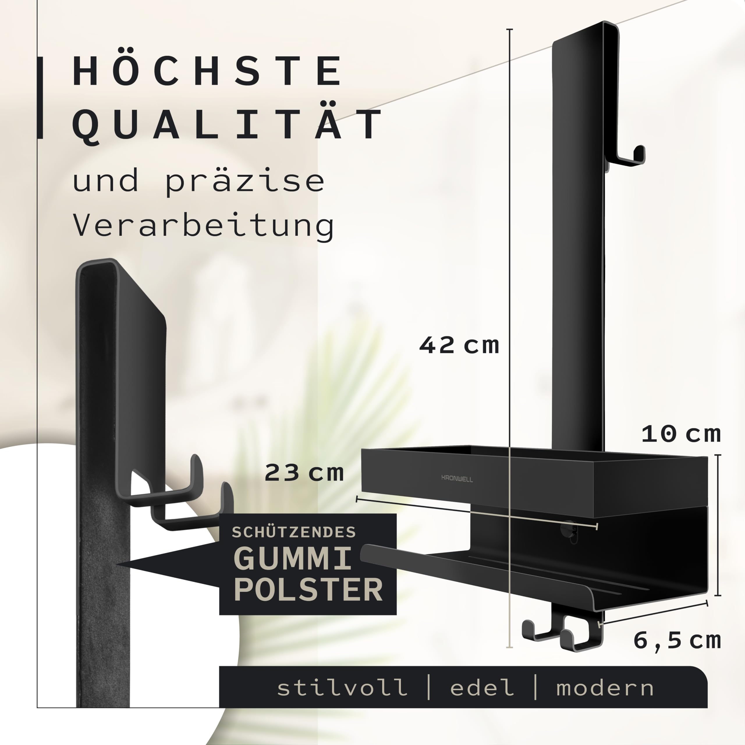 Duschablage zum Hängen - rostfrei + 2 zusätzliche Haken - Duschregal zum Hängen - Duschkorb hängend Edelstahl - Shampoo Halterung für Dusche - Schwarz Matt
