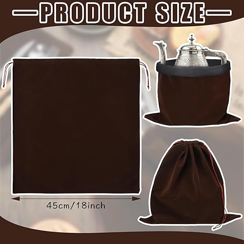 Miniatura 8 de Ferraycle 6 bolsas de almacenamiento plateadas antideslustre, bolsas de tela para joyas, cubiertos de protección de cubiertos (negro, 18 x 18