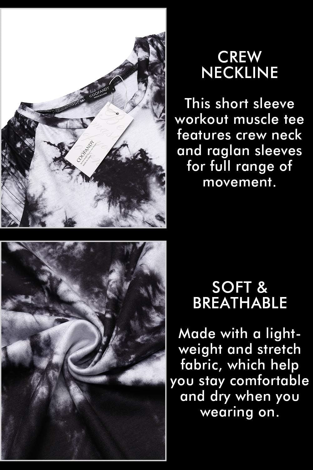 COOFANDY Men's Muscle T-Shirt Pleated Raglan Sleeve Bodybuilding Gym Tee Short Sleeve Fashion Workout Shirts Hipster Shirt - Image 6