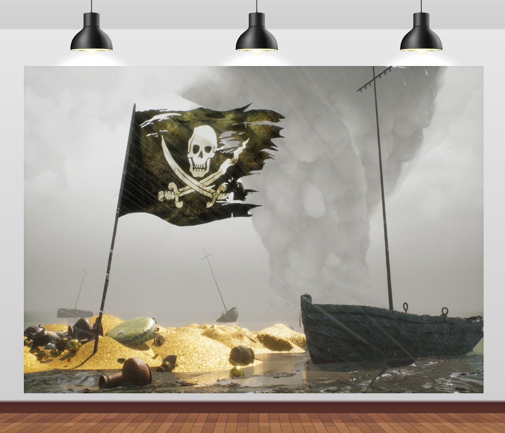 12x8FT (3.6x2.5m) Bandiera Pirata Isola Tesoro Sfondo Fotografico