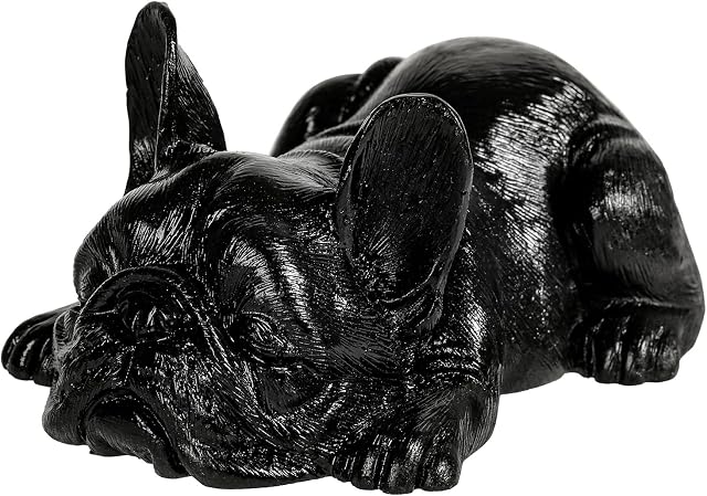 mookaitedecor Resin Sleeping French Bulldog Figurine Ornament for Home Office Desk Decor, Resin Animal Gift for Dog Lover, Lucky Puppy Statue Figure Cute Car Decor