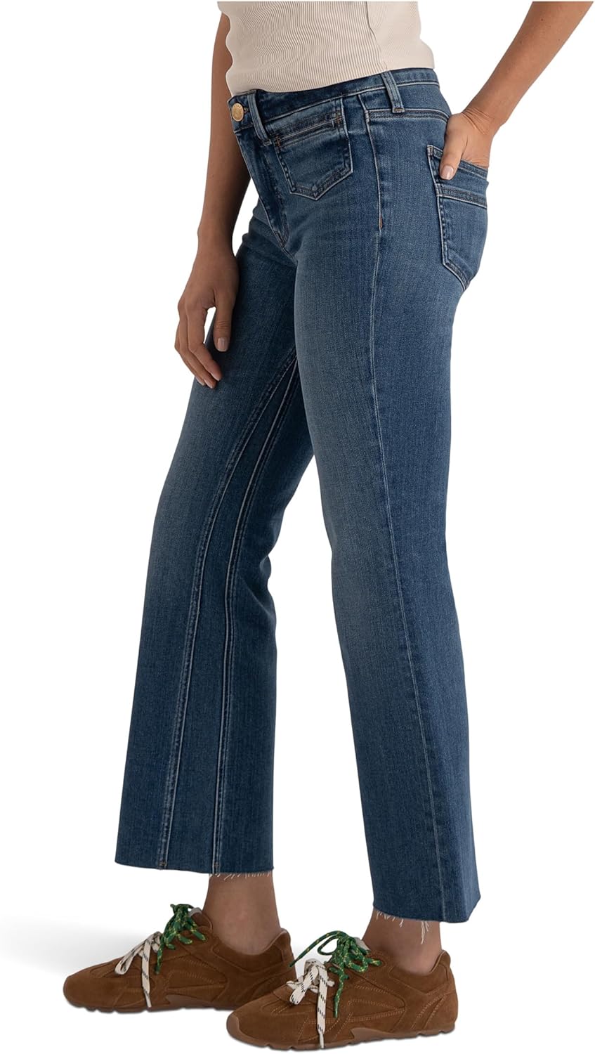 KUT from the Kloth Petite Kelsey High-Rise Ankle Flare Front Patch Pockets