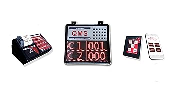 SOFTLAND INDIA LTD - Queue Management System Solution with Wireless TWO COUNTER LED Display & Token Calling Device (Printer with Auto Cutter & Inbuilt Four Button Token Dispenser with an option of Mobile App or Token Calling Button for Effective Queue Management for REDUCE CUSTOMER WAITING TIME IN A QUEUE AND IMPROVE EMPLOYEE EFFICIENCY