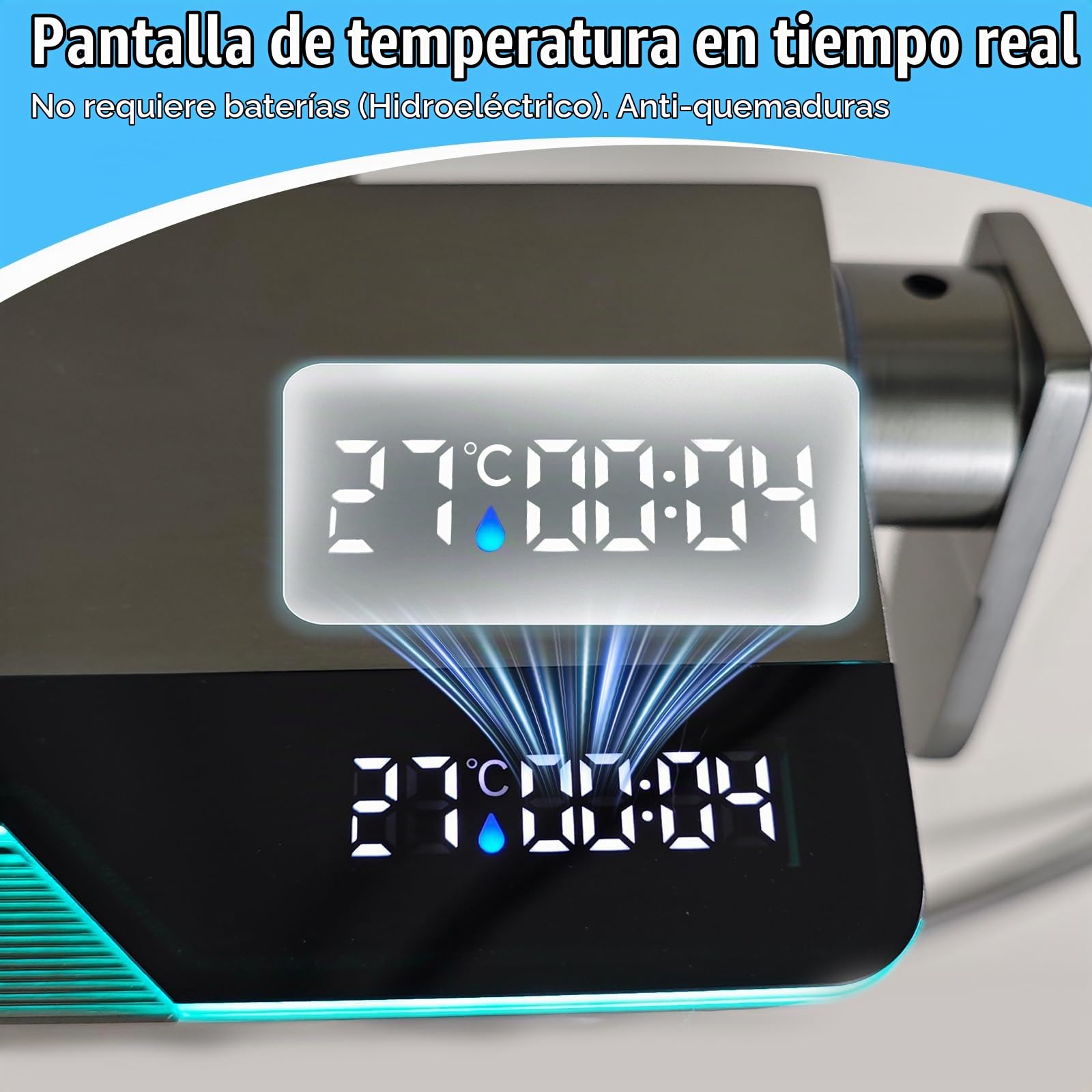 Columna de Ducha Gris Oscuro con Pantalla Digital, Sistema de Ducha con 4 Botones de Piano, Rociador Efecto Lluvia para Baño Moderno-D3