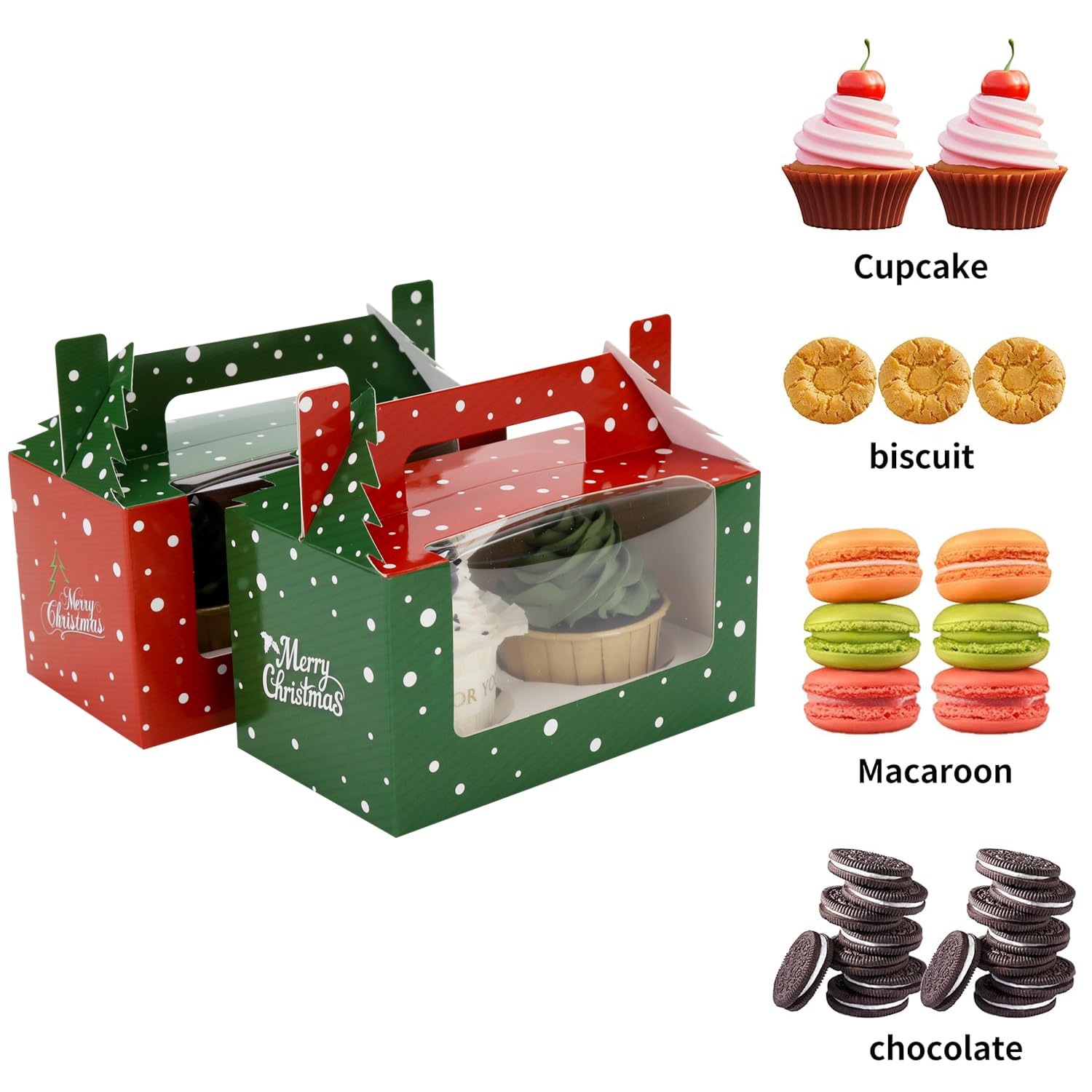 Amazon｜Bssay 15個 クリスマスカップケーキボックス 窓付き