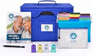 Icebox End of Life Organizer – Fire-Resistant Estate Planning & Emergency Document Storage Box – Lockable Home File Organizer for Important Documents (Blue)