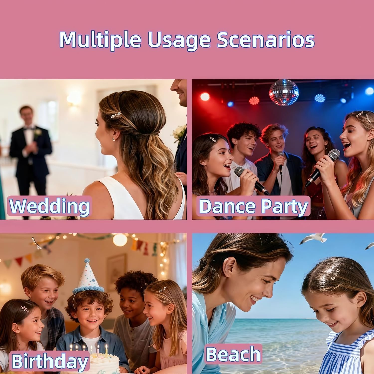 Starfish Hair Clips Set, 5 PCS Mermaid Seashell Clips for Women, Small Ocean Hair Clip for Mermaid Beach Costume Party, Cute Pink Sea Shell Hair Clips for Valentine's Day, Birthday Gifts - Image 8