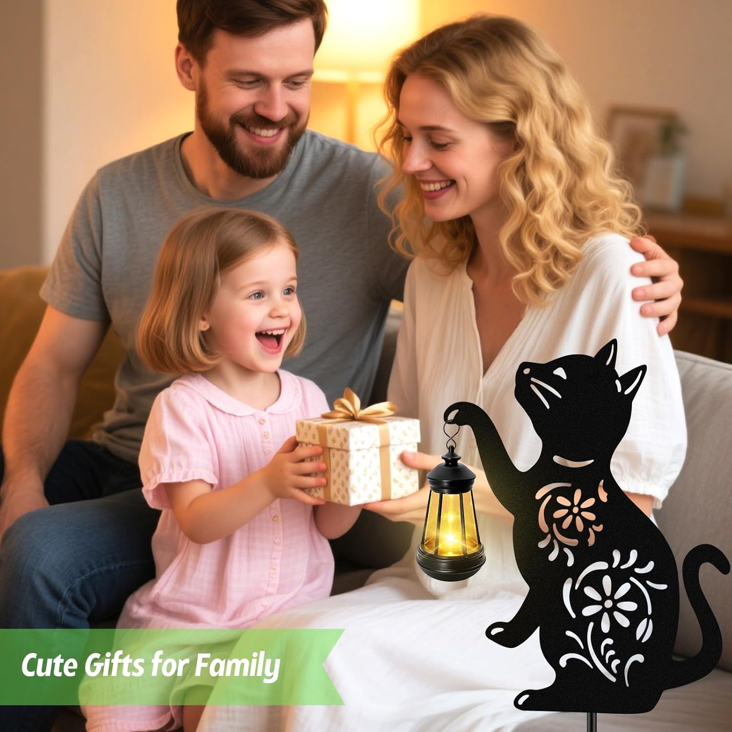 Solar Cat Hanging Lantern Outdoor, 2 Pack Black Cat Solar Lights, Cat Lover Gifts for Women Mom Grandma Birthday,Mother's Day,Waterproof Garden Ornaments Decor Outside Backyard,Patio,Pathway - Image 6