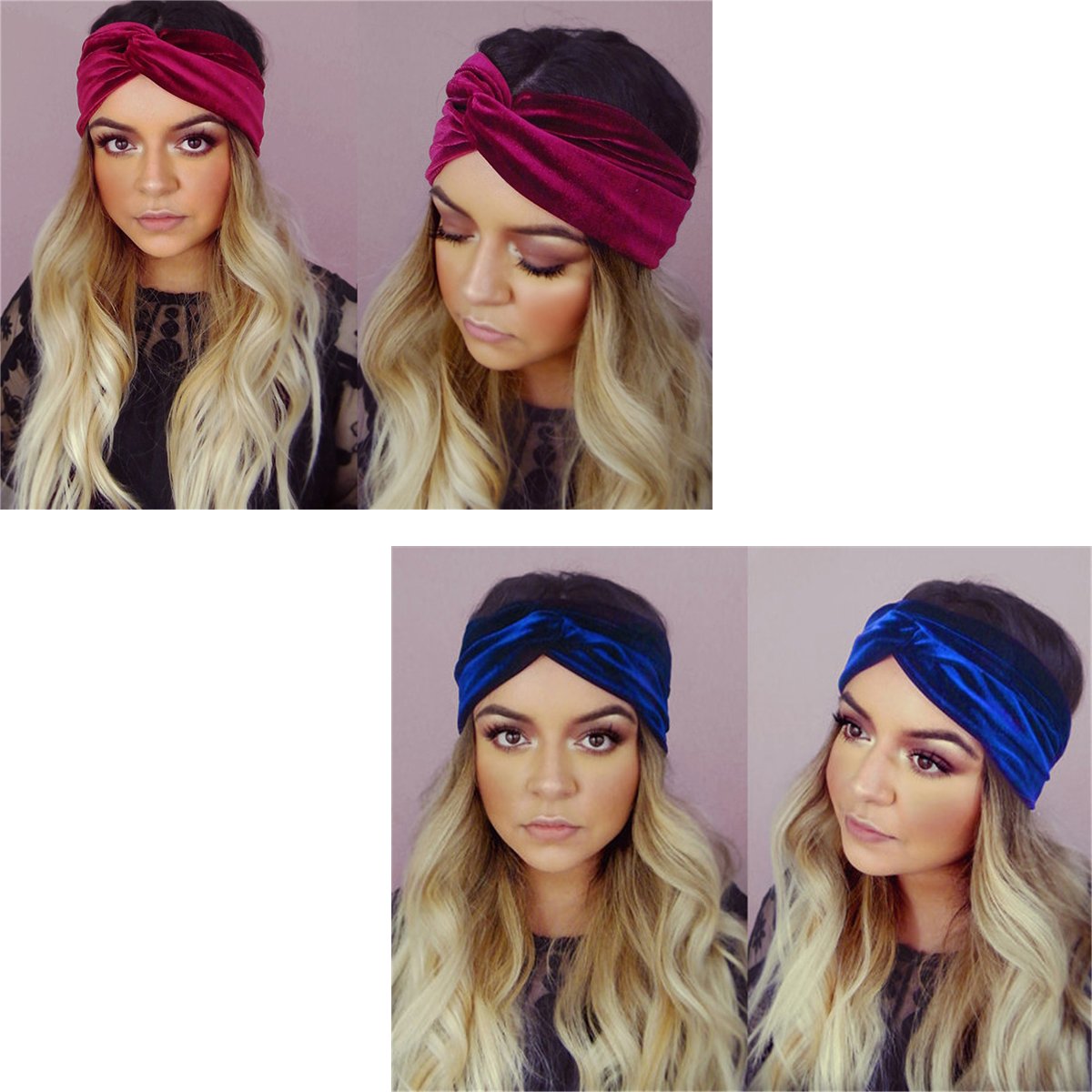 ❣️Velvet Headbands❣️Handmade❣️Never Worn❣️Elastic Hairbands❣️Gym,Yoga,Workout❣️ Amazon.com : TERSE 2 Packs Headbands for Women Boho Extra  main image 2
