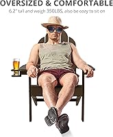 Vista 4 de LUE BONA HDPS Sillas Adirondack Set de 2, Silla para Hoguera al Aire Libre Resistente a la Intemperie con Portavasos, Silla Moderna de Plástico