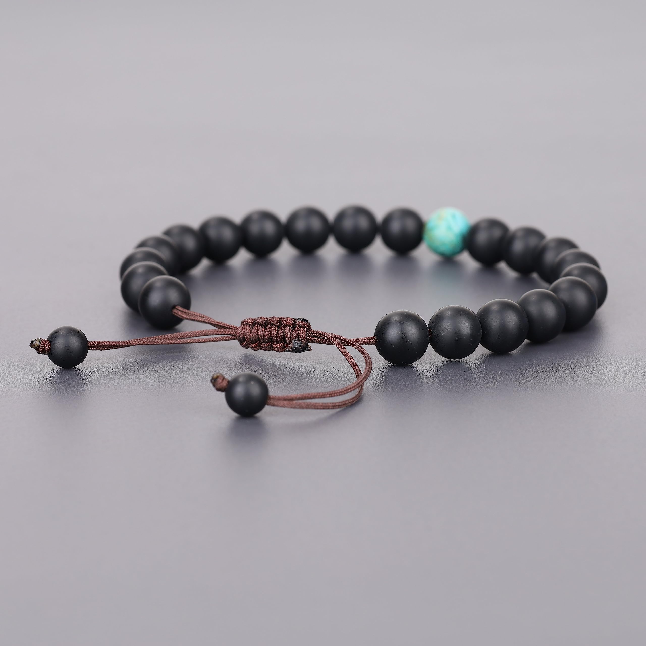 COAI Set Coppia Bracciali Regolabili per Lui e per Lei in Pietre Naturali Benefiche, Bracciali della Distanza di Ispirazione Shamballa