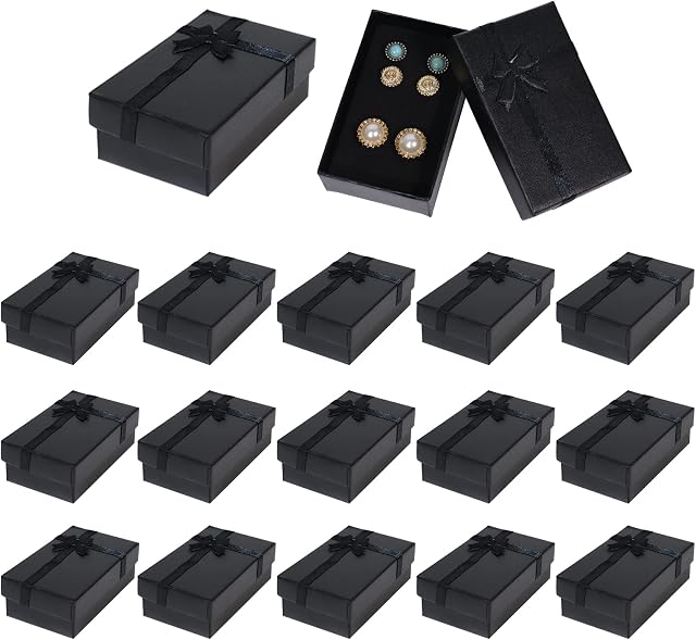 Nideen 15 Pack Jewellery Gift Boxes, 8x 5x 3cm Small Gift Boxes for Jewellery Rings Earrings Necklace, Jewellery Display Boxes Packaging Boxes, Black