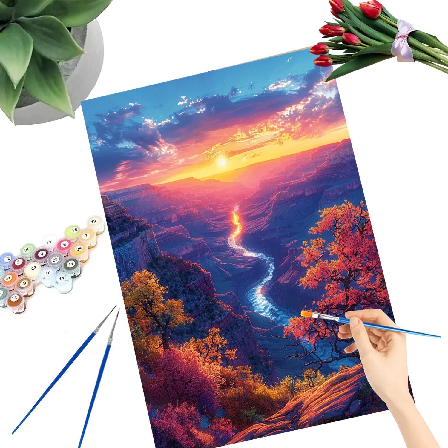 Pintar por Numeros Adultos pintar por numeros niños manualidades niños 10 años, DIY Pintar por Números de Pincel y Pintura acrílica Decoraciones para el Hogar Manualidades, sin Marco 60x80cm C-150