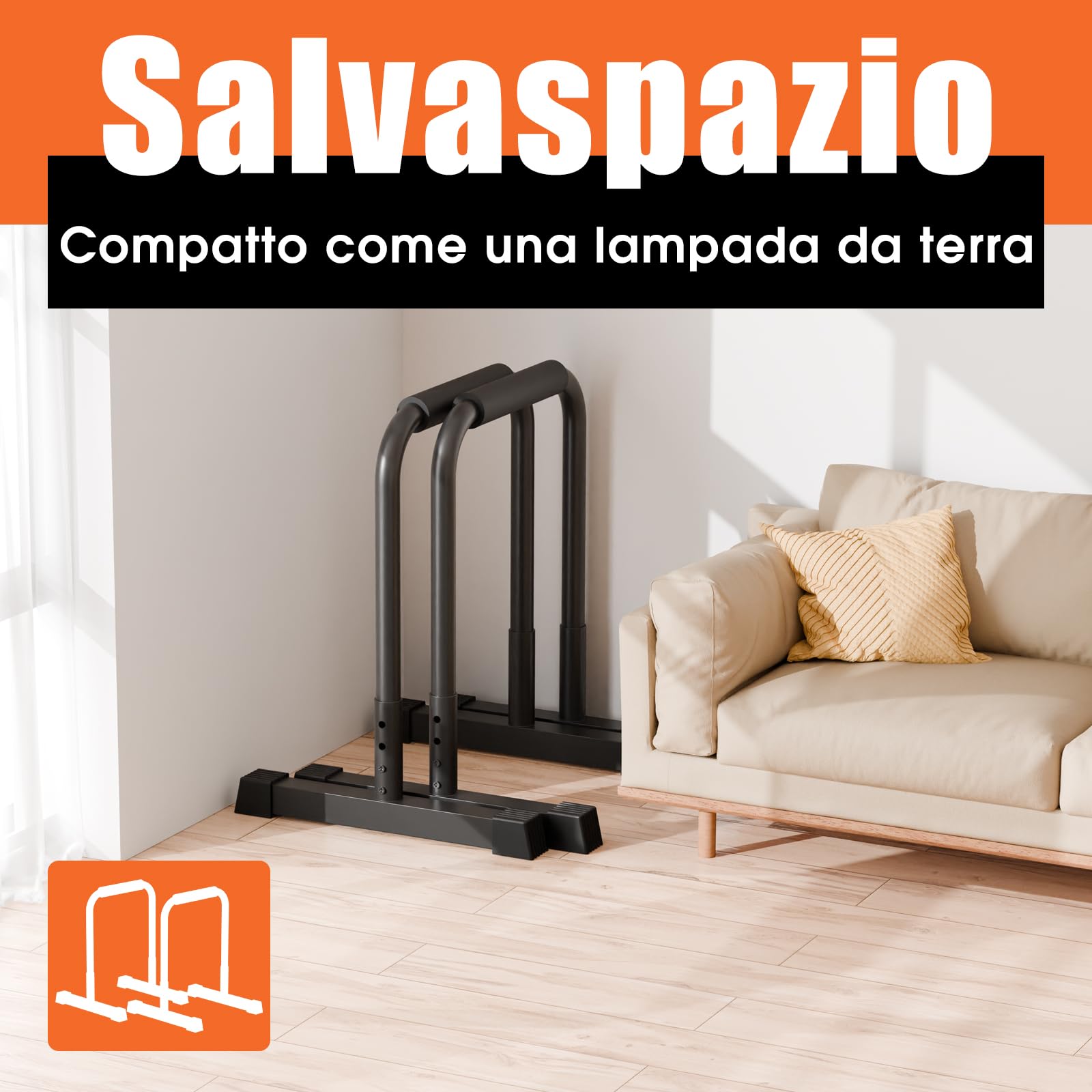 DH FitLife Dip Parallele Bars | Barre Parallele & Dip-Station Regolabile 80-90 cm | Parallettes per Calisthenics & Allenamento di Forza | Stabile & Sicura | Attrezzatura Fitness per Interni & Esterni