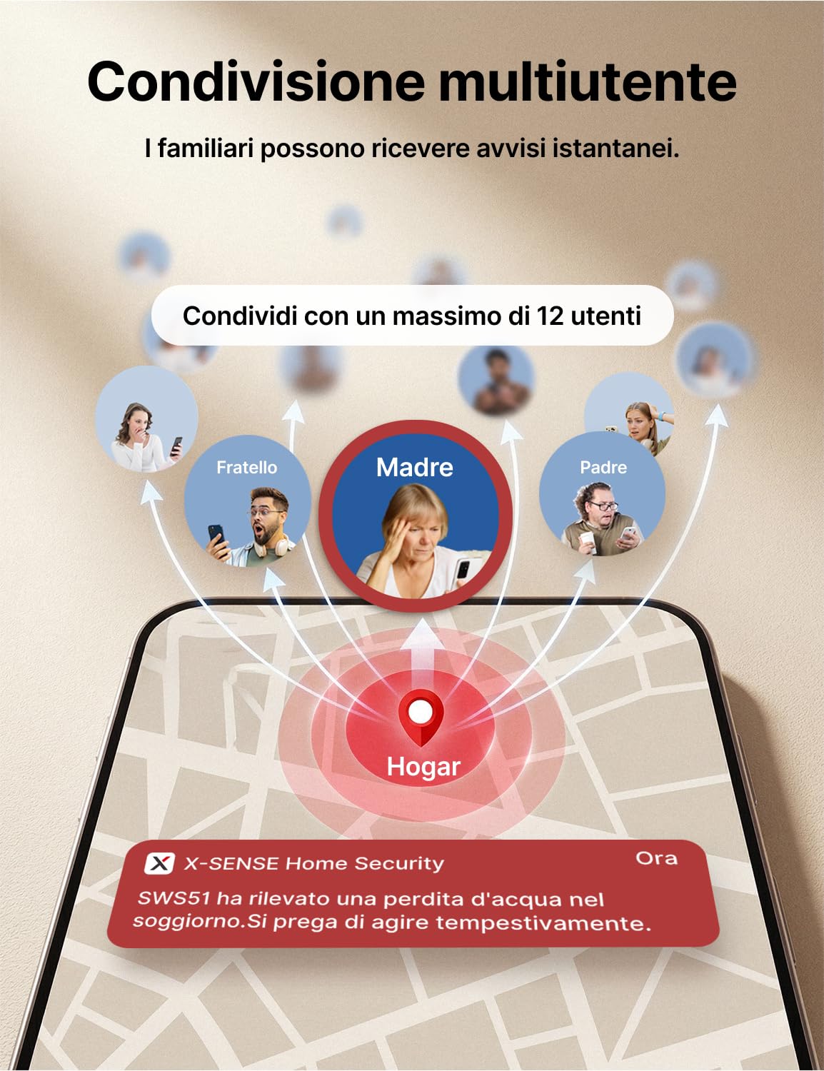 X-Sense Rilevatori d’Acqua Wi-Fi con Batterie, Sensori Allagamento IP66 con Allarme Regolabile fino a 110 dB, Sensore di Livello per Cucine, Bagni e Cantine, 3 Rilevatori e 1 Stazione Base, SWS54