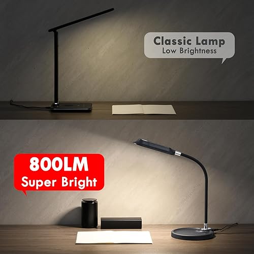 Miniatura 2 de WILIT Lámpara de escritorio LED, lámpara de mesa regulable brillante de 800 lm con 3 modos de color, lámpara de noche con base de almacenamiento,