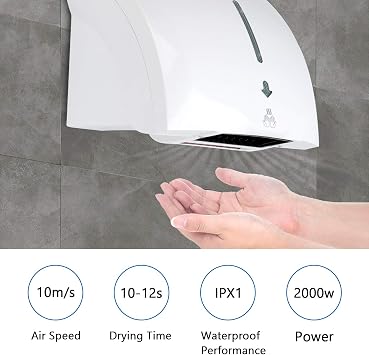 Hand Dryer Electric Automatic Sensor Handy Wash Commercial for Bathroom - White