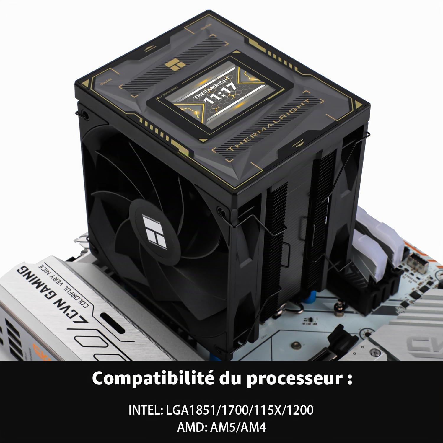 TR-Burst Assassin 120 Vision, écran LCD d’affichage IPS de 2,4 pouces avec résolution de 320x240, radiateur haute performance d’ordinateur, pour LGA1851/1700 et AM4 / AM5