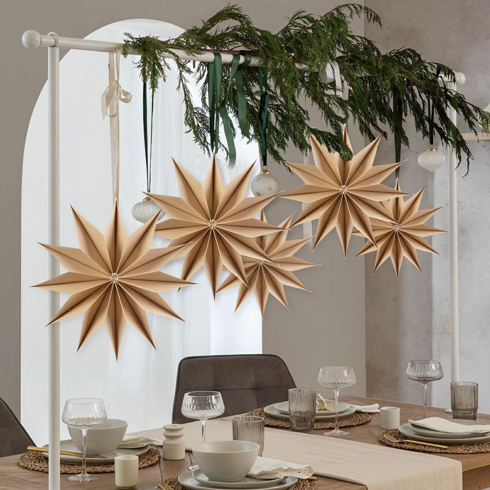 5 étoiles En Papier Pliantes De Noël | 30 Cm De Diamètre, 9 Pointes, Décorations Pour Plafond Ou Table - 4