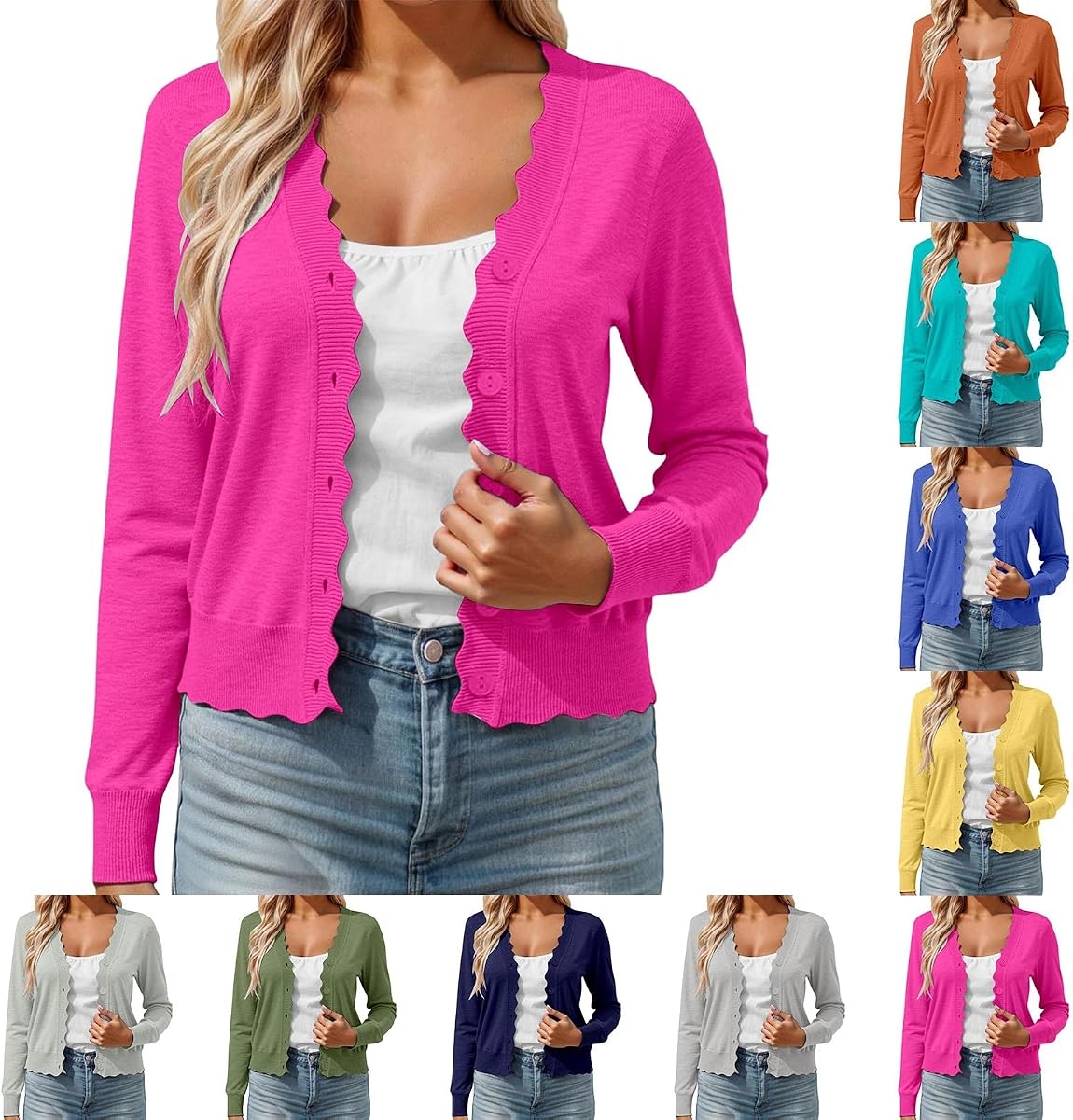 Cardigan Sweaters For Women Long Sleeve Knit Button Lightweight Sweater