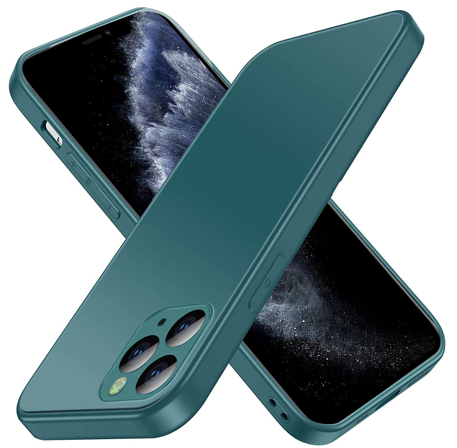 FMPC Compatible with iPhone 11 Pro Case, Ultra Thin Matte Mobile Phone Case Hard Tempered Glass Back and TPU Bumper Anti-Scratch Comfortable Grip Case, Green