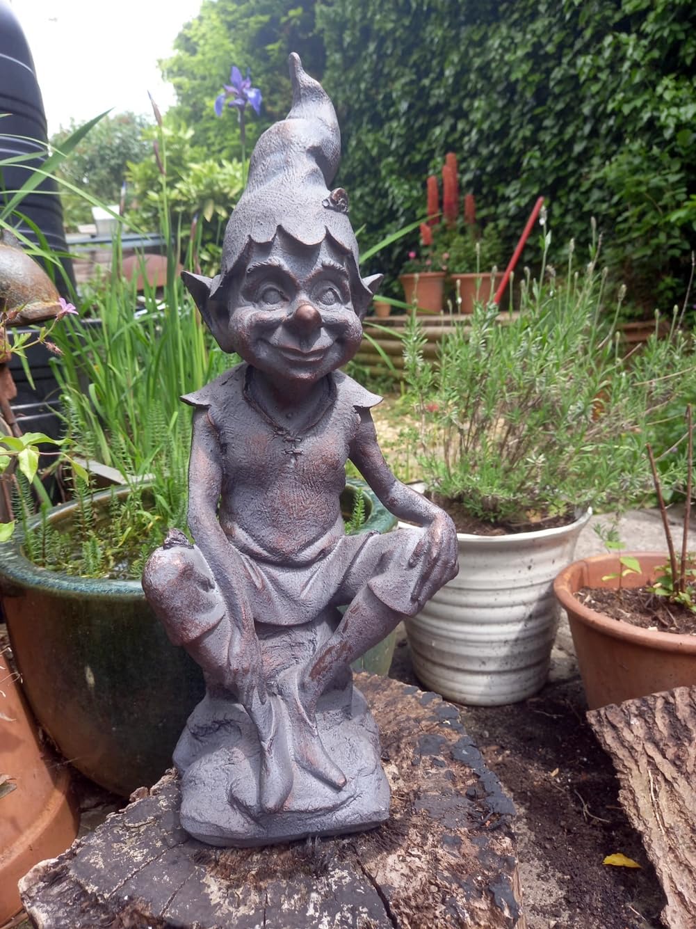 Inspirational Gifting Pixie Perching on a Stone Garden Ornament Sculpture Resin Statue