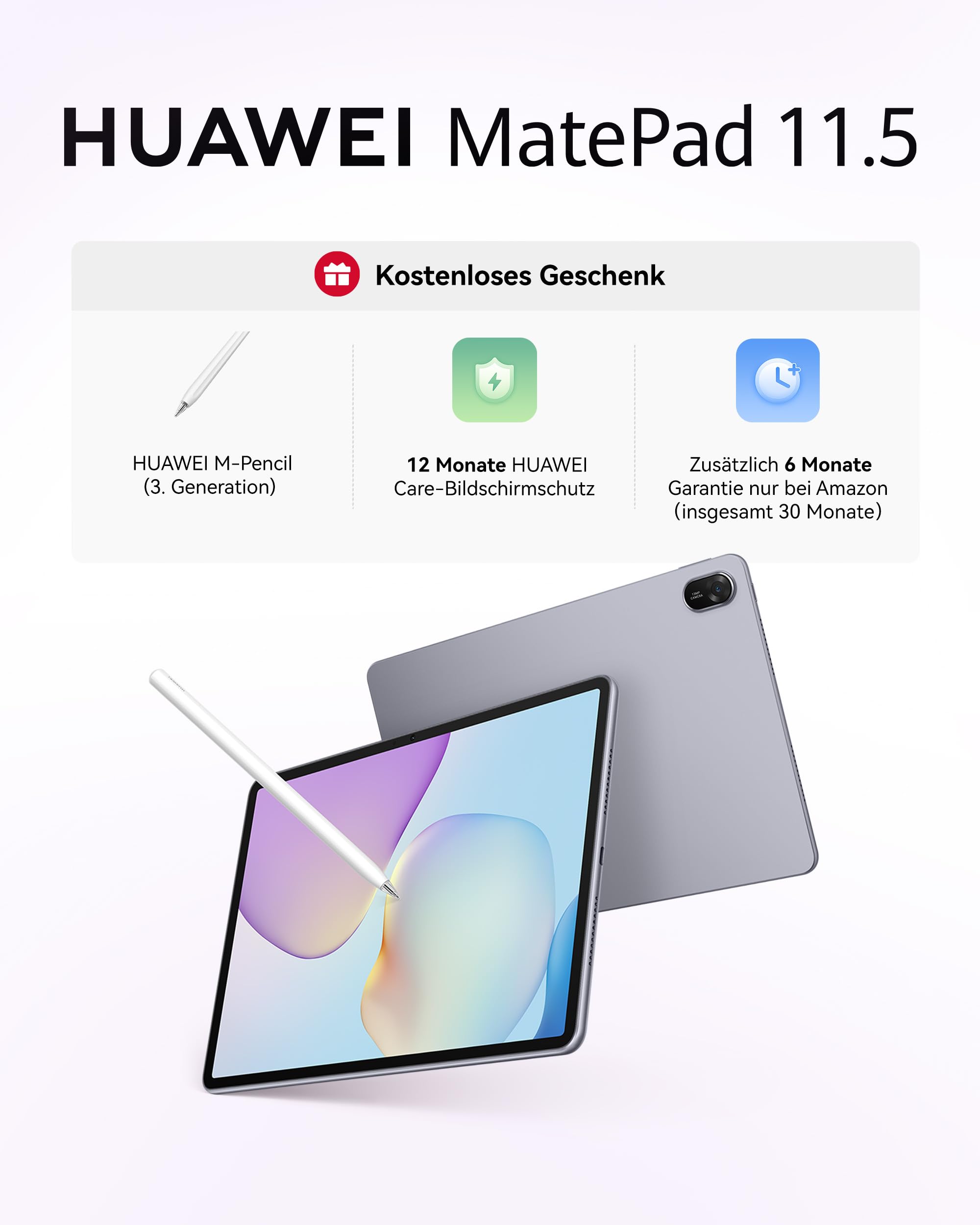 HUAWEI MatePad 11.5 2025 Tablet mit M-Pencil, 8+256GB | 2.5K 120Hz, PaperMatte Display, 10.100 mAh Akku, Bis zu 14 Stunden Videowiedergabe, 40 W Supercharge, Wi-Fi 6, Gaming