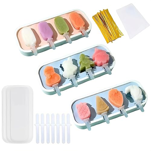 Miniatura 9 de Juego de 3 moldes para paletas, 4 piezas, moldes para hacer helados, accesorios de cocina congelados, fácil liberación, leche materna, reutilizable,