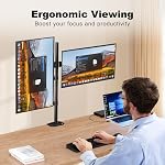 Suptek Double LED LCD Moniteur Stand up Desk Mount Extra Tall 31.5" Pole lourd de service entièrement réglable Stand pour 2 / Deux écrans jusqu'à 27 inch (MD6842)
