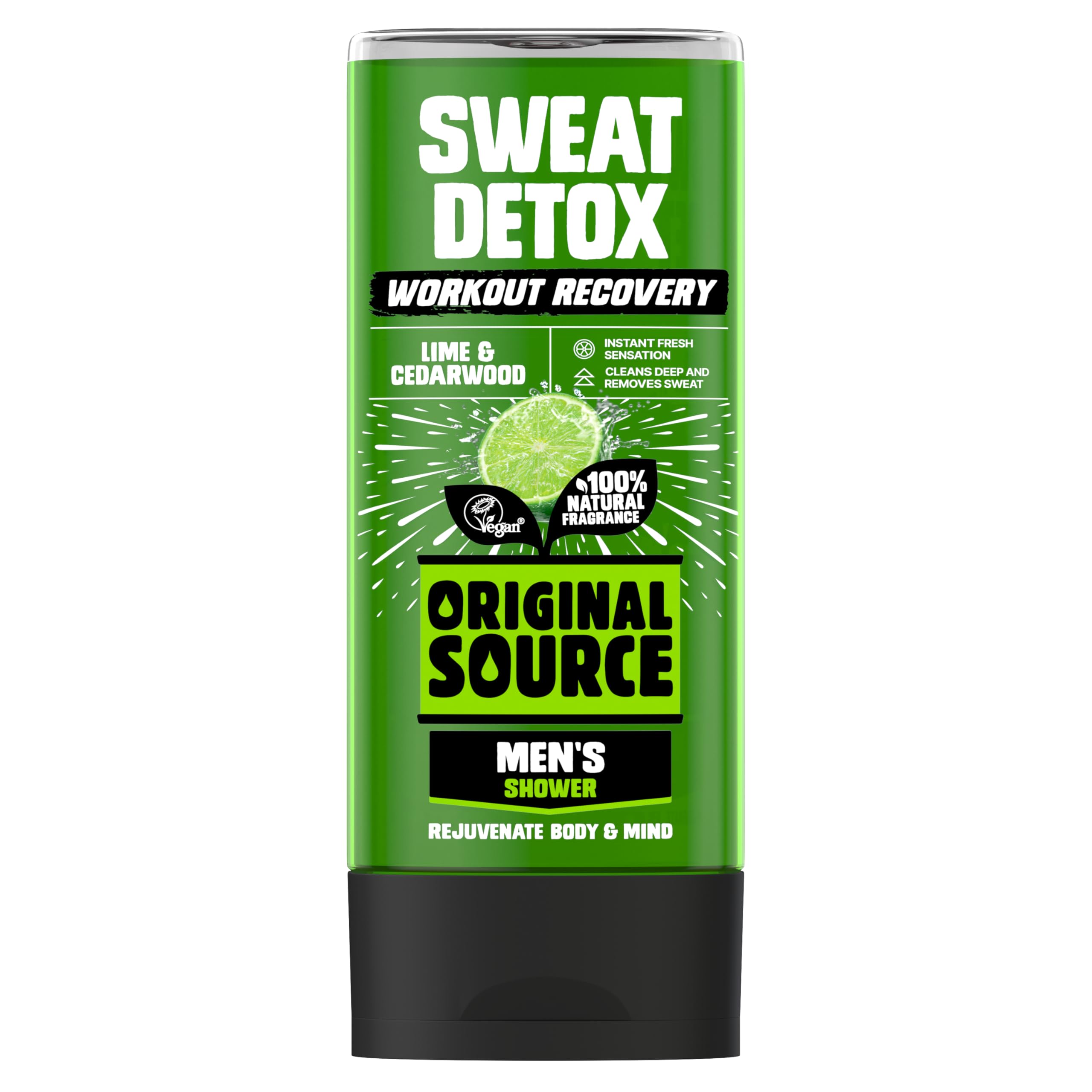 Original Source Men's Workout Recovery Sweat Detox Shower Gel, Vegan Shower Gel, Paraben Free Body Shower, 100% Natural Fragrance, Men's Workout, Men's Body Wash, Multipack of 6 x 400ml