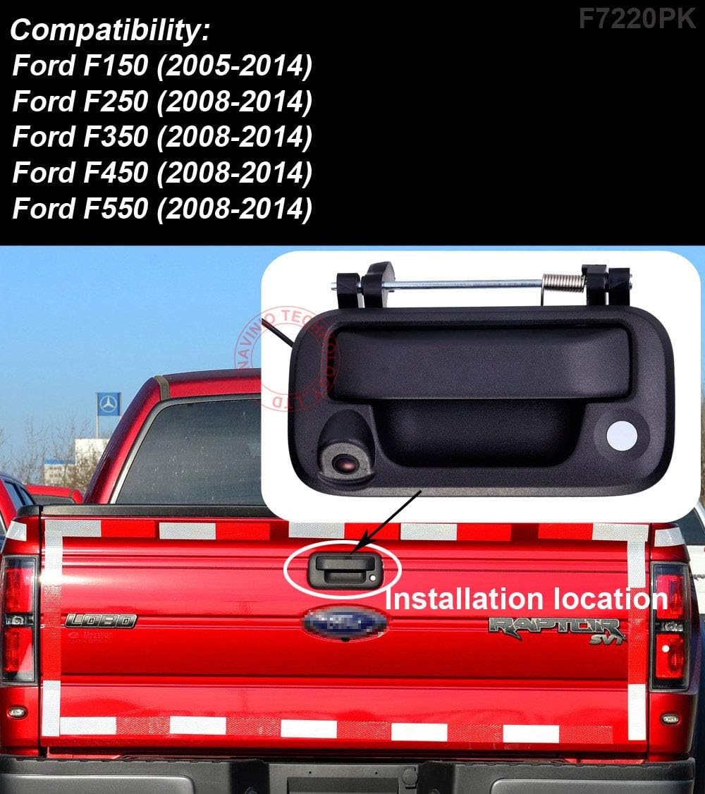 Uр Tо 40% оƒƒ HD Trunk Handle Vehicle Camera Waterproof Tailgate car Rear View Back up Reverse Camera Parking for Ford F150 F250 F350 F450 F550 2008-2014j Night Vision