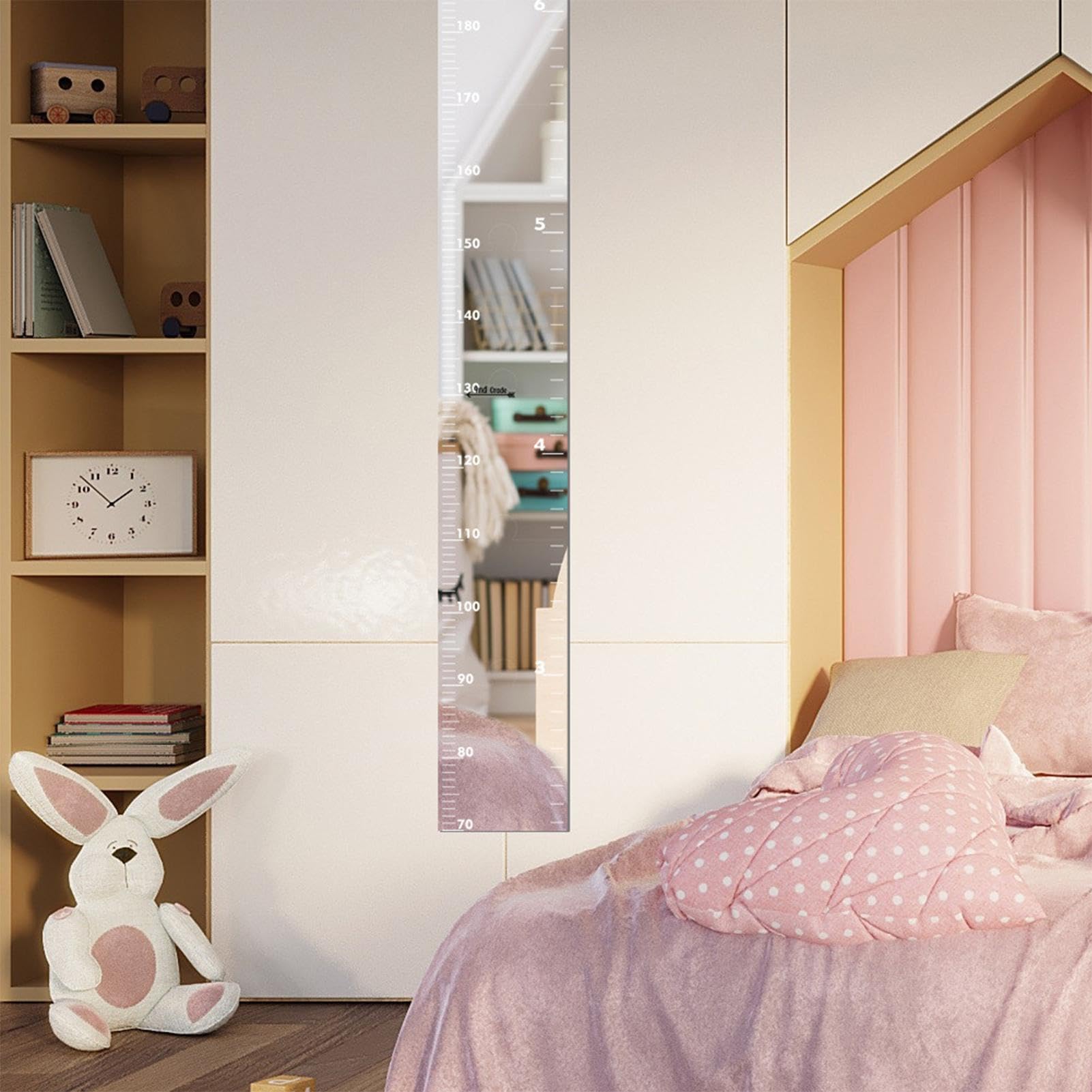 Grafico di crescita con specchio per bambini - Misuratore di altezza da parete decorativo con adesivi