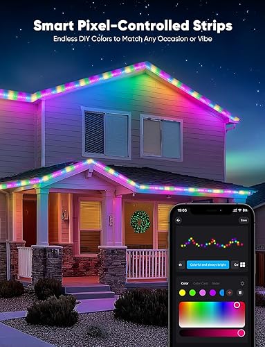 Miniatura 2 de GZBtech Tira de luces para exteriores de 16.4 pies, luces programables que cambian de color RGBWW para festivales con blanco cálido y frío, IP65