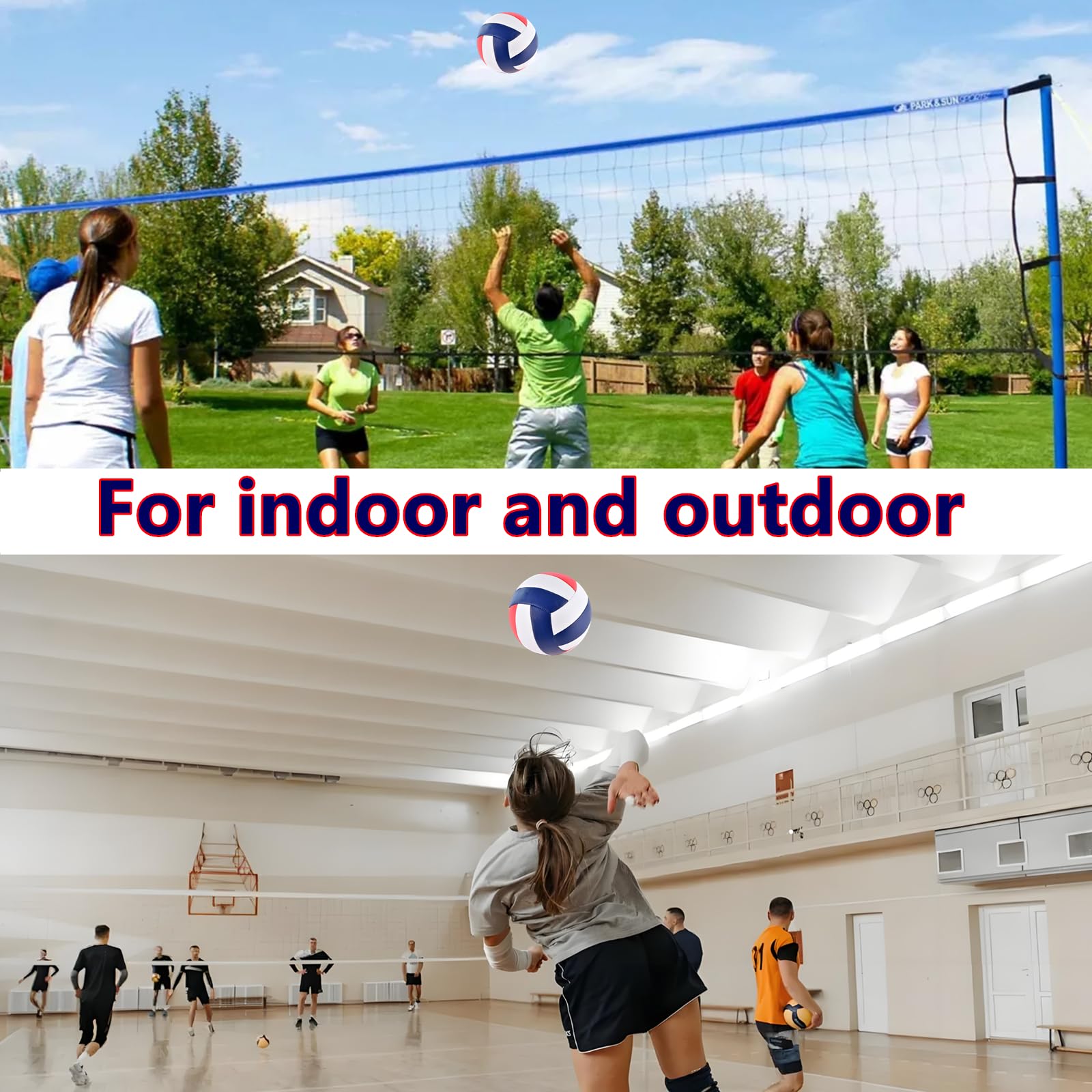 Paquete de 6 pelotas de voleibol, tamaño oficial 5, impermeables, suaves, a granel, con bomba y bolsa de red para interiores y exteriores, playa, piscina, juego de arena, juego de entrenamiento