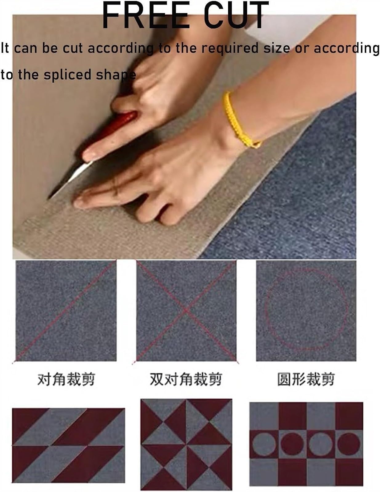 dalles de moquette, Dalles de moquette antidérapantes, peler et coller, carrelage sol(B,20PCS)