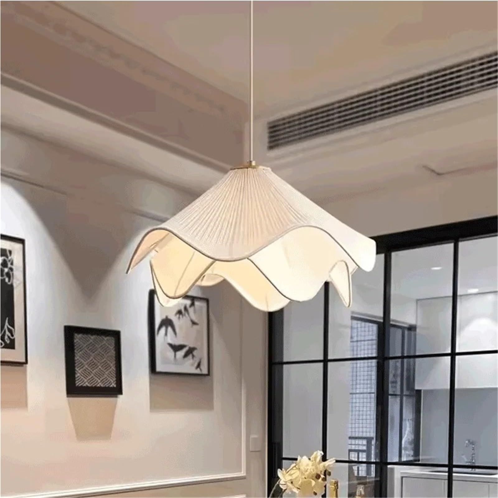 Pendant Lamp LED Nordic Minimalist Fabric Flower Chandelier Living Room Bedroom Restaurant Home Decor Lighting Pretty(White,40cm)