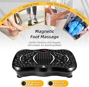 EVOLAND Vibration Plate Exercise Machine, Fitness Vibration Trainer | Powerful Vibrating Plate with Bluetooth Speaker, 5 Program Modes and Resistance Bands, Home Workout Equipment for Body Toning