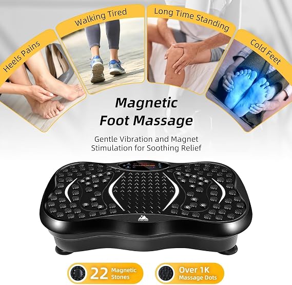 EVOLAND Vibration Plate Exercise Machine, Fitness Vibration Trainer | Powerful Vibrating Plate with Bluetooth Speaker, 5 Program Modes and Resistance Bands, Home Workout Equipment for Body Toning