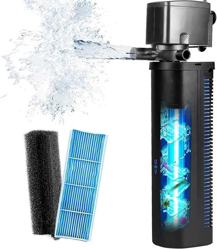 Filtro Interno para Aquário TARARIUM com Luz UV, Aeração e Criação de Ondas para 75–200 galões (aprox. 284–757 L)