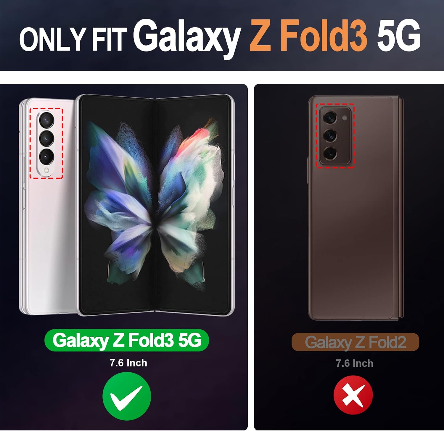 SHIELDON Galaxy Z Fold 3 5G Case, Genuine Leather Z Fold3 Wallet Case Stand Feature Magnetic Protective Case with S Pen Holder, RFID Blocking Card Slots Compatible with Galaxy Z Fold 3 - Royal Blue