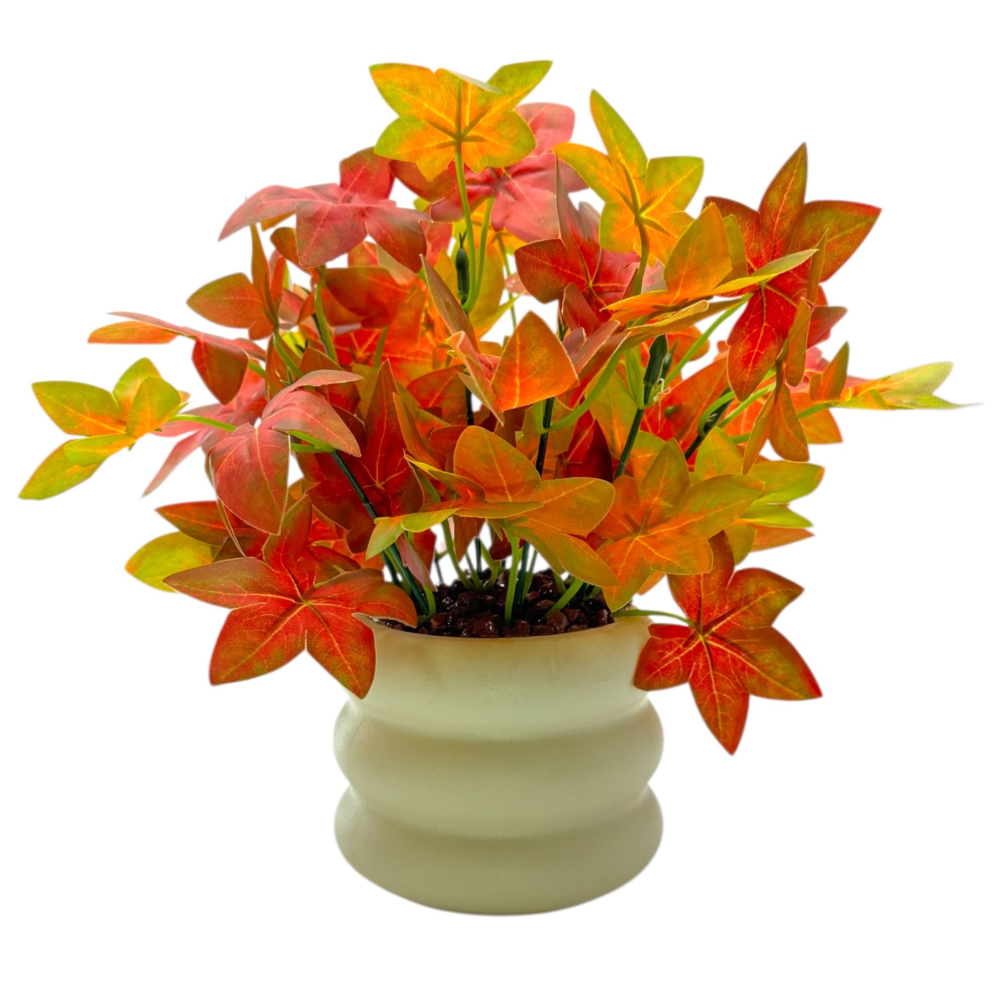 Artificial Autumn Maple Plant with Pot | Small Artificial Plant for Home Decor | Fake Plastic Indoor Plant in Decorative Pot | Tabletop Office Desk Shelf Decoration | Realistic Faux Leaves-image-26