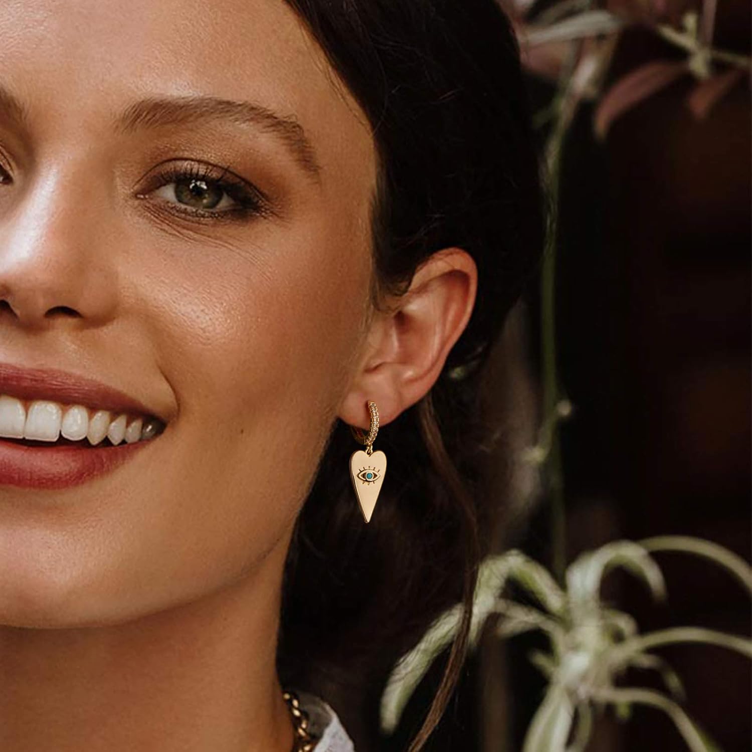 Mevecco Gold Dainty Dangle Hoop Earrings for Women 14K Gold Plated Delicate cute Geometric Triangle Cone Dangle Earrings - Image 4