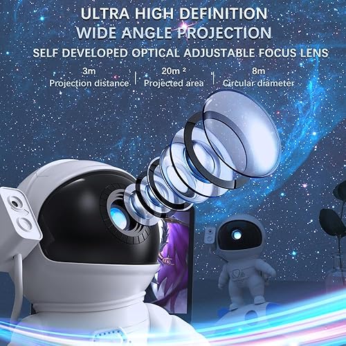 Miniatura 6 de SFOUR Proyector de estrellas con luz nocturna de galaxia, astronauta cohete 12 hojas de película para satisfacer la fantasía del cielo estrellado