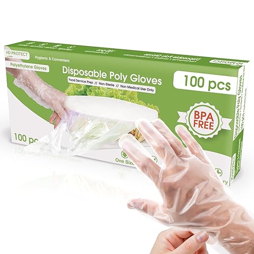 Keppi 100 unidades de guantes desechables - libres de BPA y látex - guantes desechables sin látex - para manejo de alimentos - seguros para