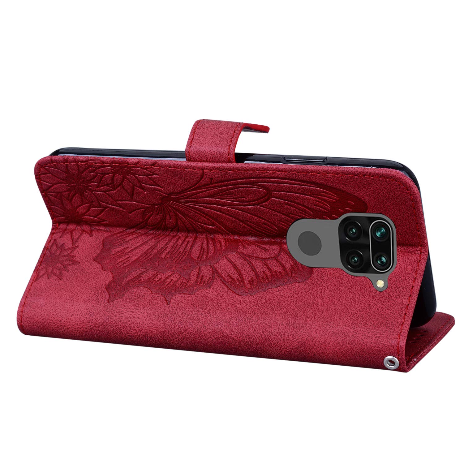 QiongniAN Cover per Xiaomi Redmi Note 9,Custodia per Xiaomi Redmi Note 9 M2003J15SG M2003J15SS / Redmi 10X 4G M2004J7AC M2003J15SC Custodia Portafoglio in Pelle Flip Case Red