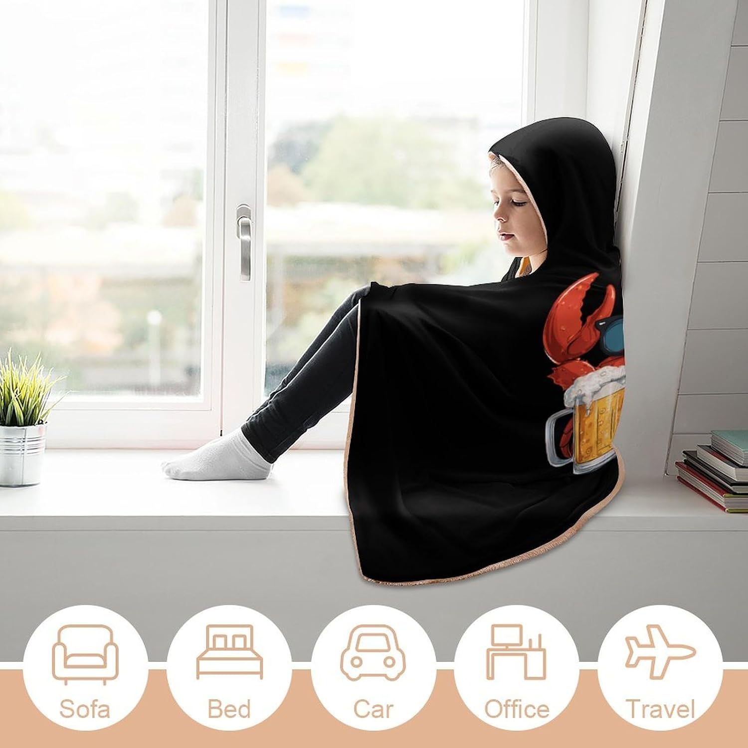 Victorys Crab Ocean Animal Wearable Blanket Oversized Throw Cape | Cozy Hooded Blanket Gifts for Women Men