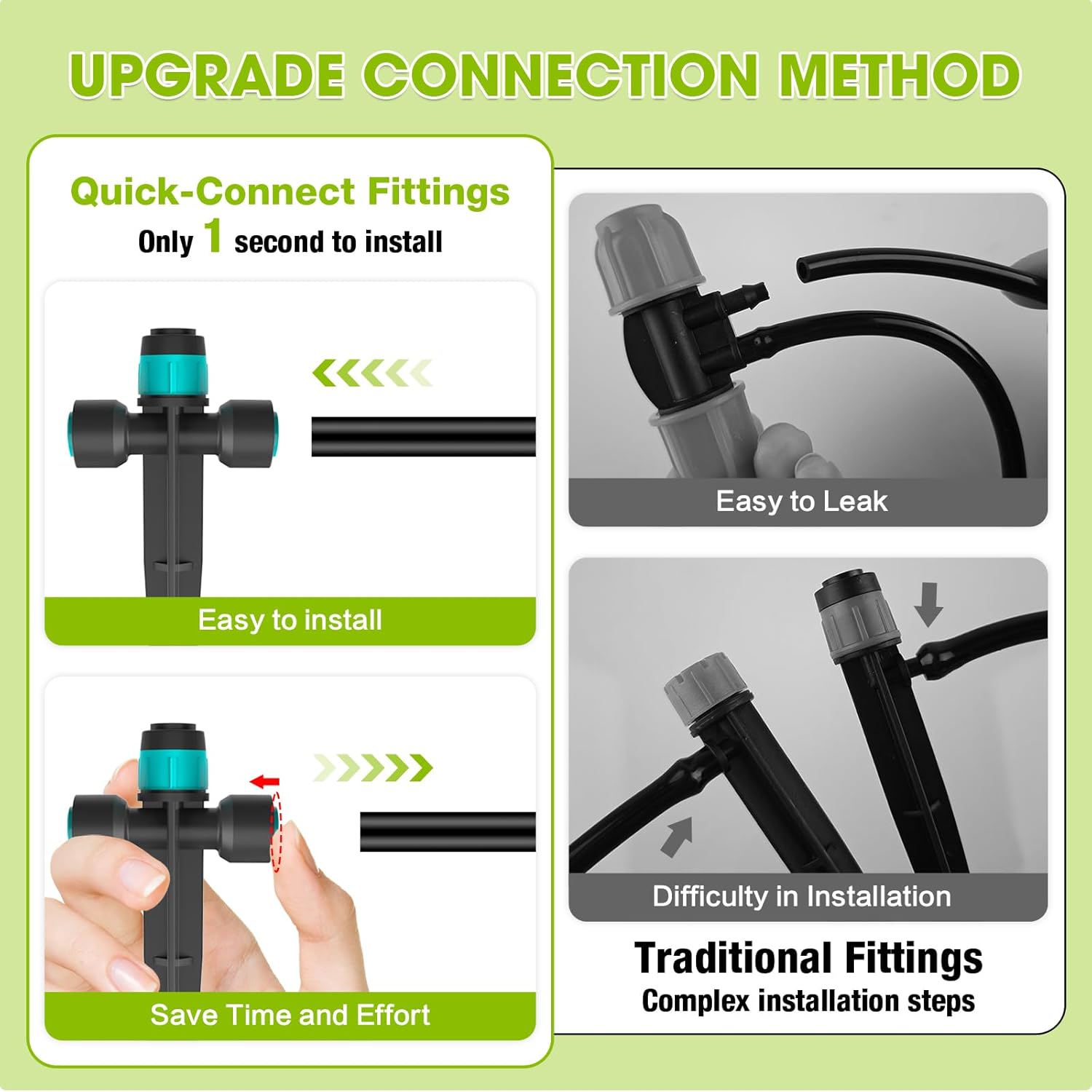 Drip Irrigation System, Automatic Drip Irrigation Kit for Potted Plants, 33ft Quick Connector Garden Watering System with 6mm Irrigation Tubing Hose Adjustable Emitters