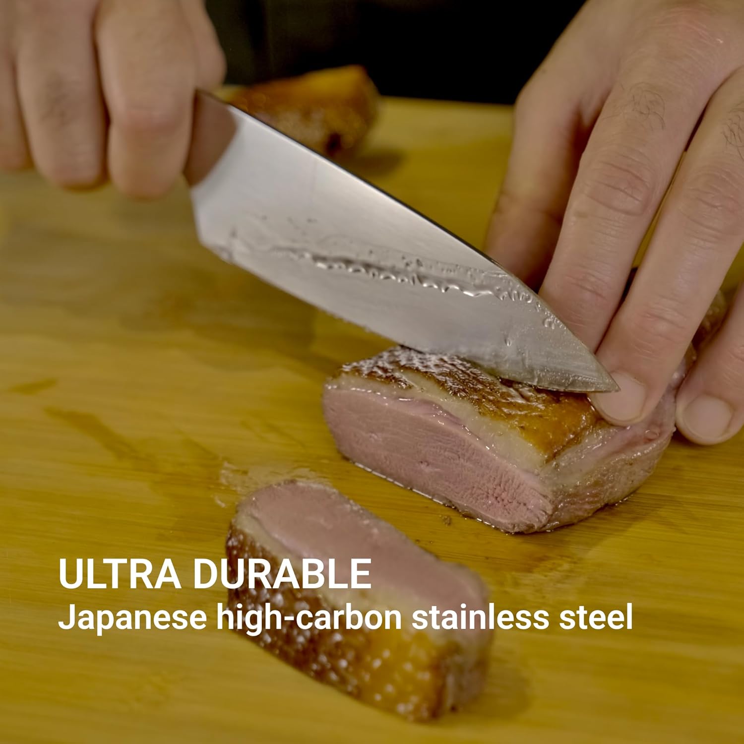 Hast Camping Cutting Board and Chef Knife Set For Outdoor Cooking, Ultra Sharp Professional 6.3 Inch Chef Knife, Chopping Block, Magnet, Foldable, Natural Oak Wood, Stainless Steel Knife, Camping