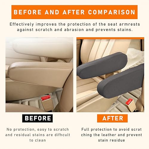 Miniatura 5 de 2 fundas para reposabrazos de asiento delantero de automóvil, protectores de reposabrazos de asiento de automóvil de tela elástica, repuesto